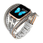 Correa Apple Watch multihilo, charms de mariposas y strass, para mujer, modelo Papilla