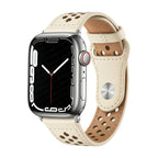 Correa Apple Watch de serraje perforado transpirable, cierre de botón a presión, modelo Olexia