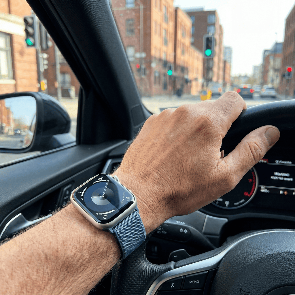 Correa Apple Watch de denim tejido, cierre magnético, modelo Aion