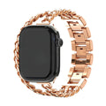 Correa Apple Watch de malla cubana de doble vuelta, con strass incrustados, acabado a elegir, modelo Phipa