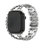 Correa Apple Watch de malla cubana de doble vuelta, con strass incrustados, acabado a elegir, modelo Phipa