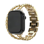Correa Apple Watch de malla cubana de doble vuelta, con strass incrustados, acabado a elegir, modelo Phipa