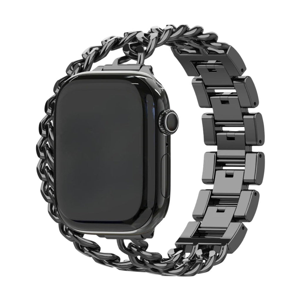 Correa Apple Watch de malla cubana de doble vuelta, con strass incrustados, acabado a elegir, modelo Phipa