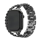 Correa Apple Watch de malla cubana de doble vuelta, con strass incrustados, acabado a elegir, modelo Phipa