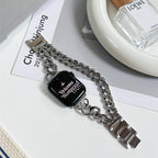 Correa Apple Watch de malla cubana de doble vuelta, con strass incrustados, acabado a elegir, modelo Phipa