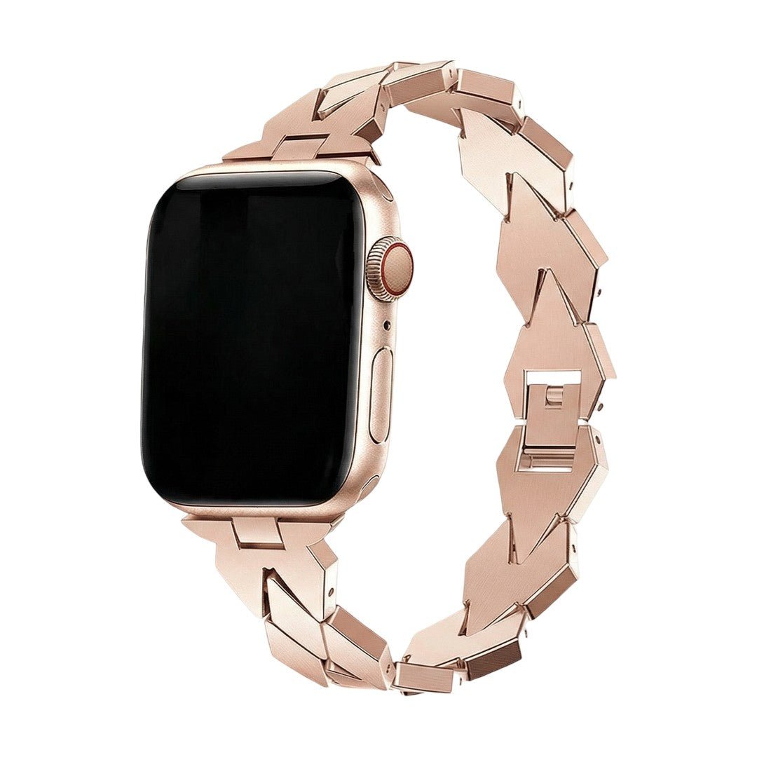 Correa Apple Watch de eslabones geométricos, motivo rombo, cierre mariposa, modelo Angla