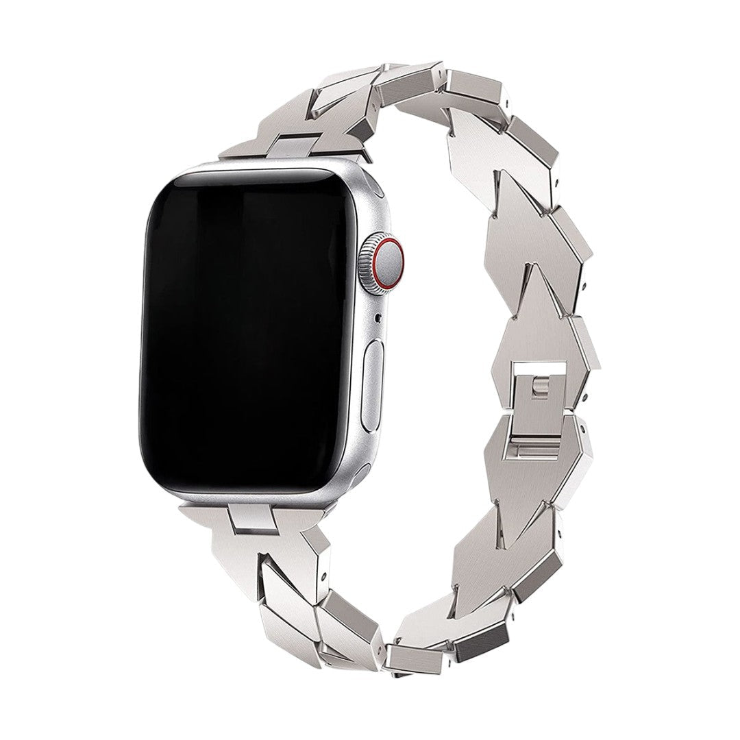 Correa Apple Watch de eslabones geométricos, motivo rombo, cierre mariposa, modelo Angla