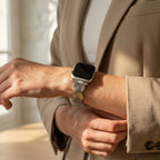 Correa Apple Watch de eslabones geométricos, motivo rombo, cierre mariposa, modelo Angla