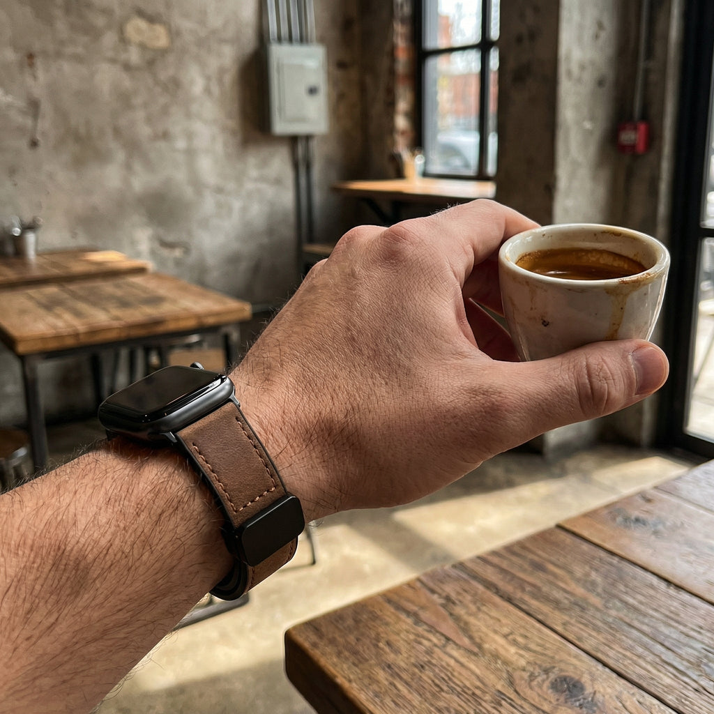 Correa Apple Watch de silicona con aspecto de piel, cierre magnético, modelo Kaelith
