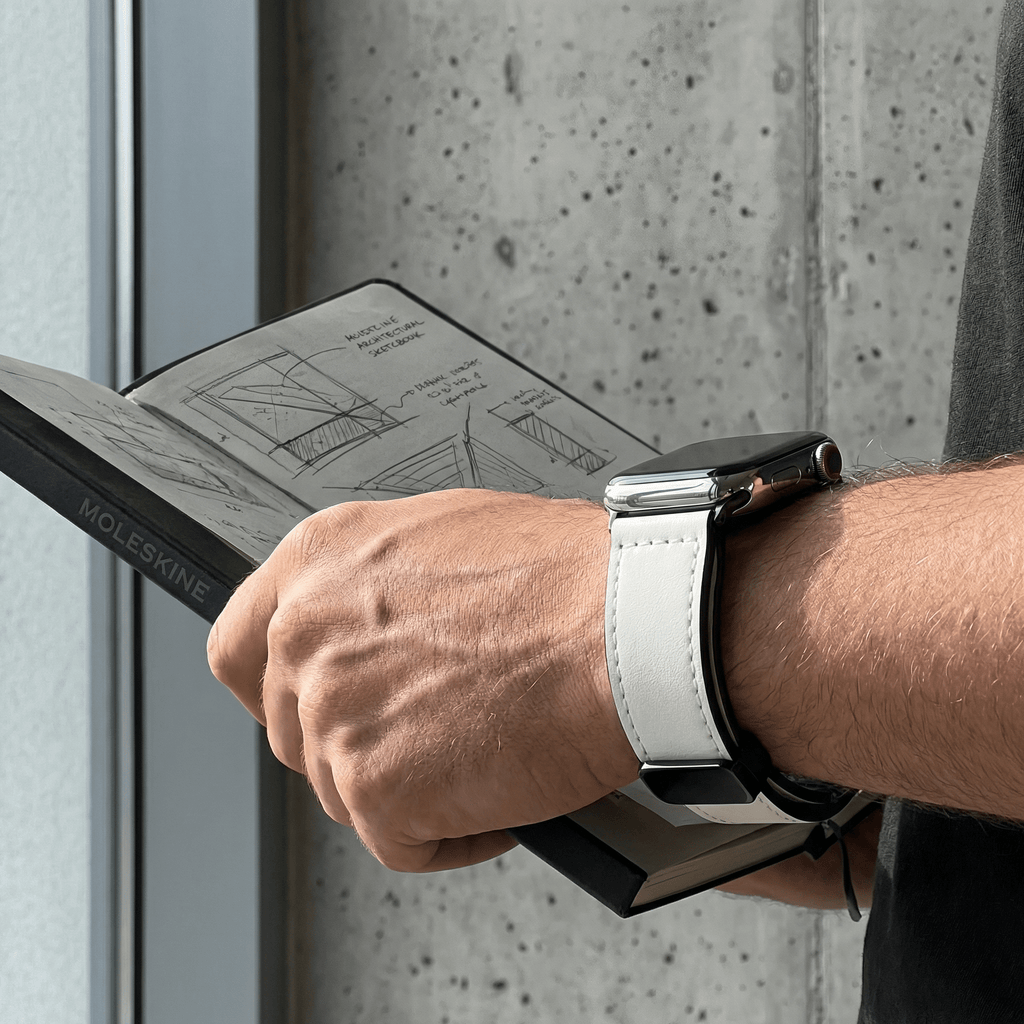 Correa Apple Watch de silicona con aspecto de piel, cierre magnético, modelo Kaelith