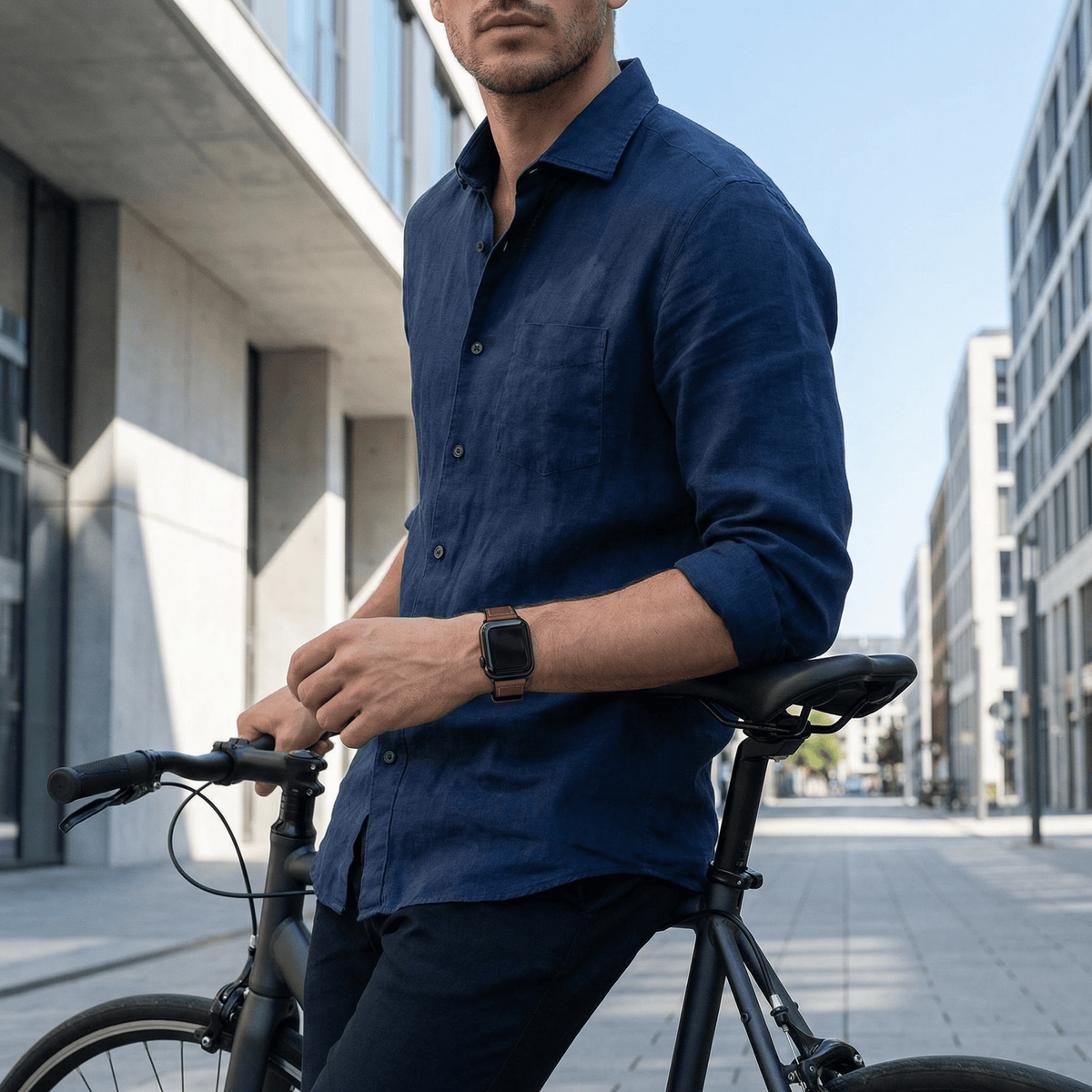 Correa Apple Watch de silicona con aspecto de piel, cierre magnético, modelo Kaelith