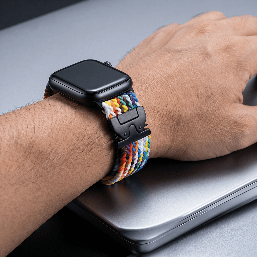 Correa Apple Watch, de nailon estampado, unisex, hebilla táctica, modelo Nélo