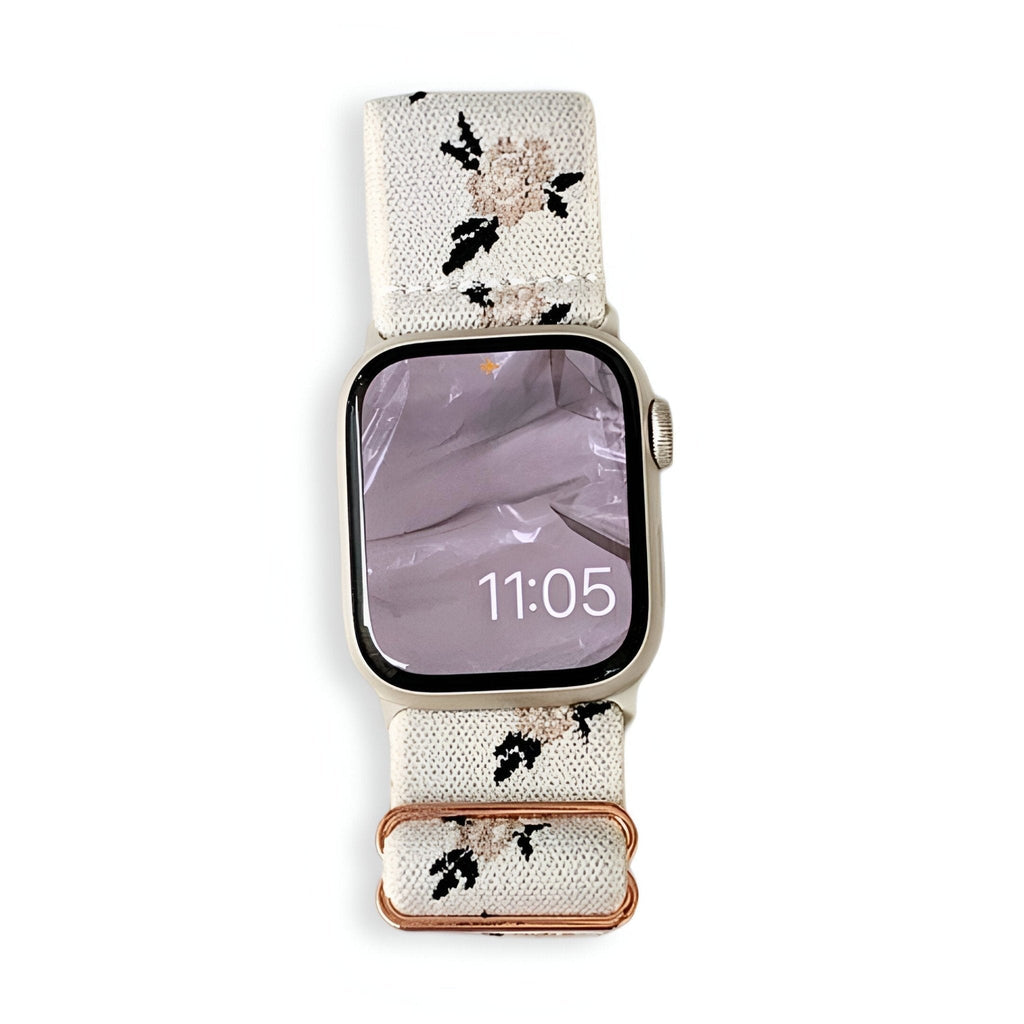 Correa Apple Watch de nailon floral, para mujer, modelo Elexia