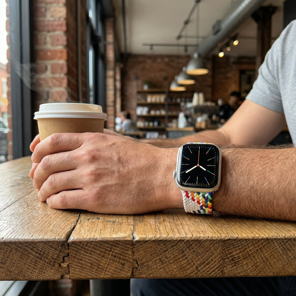 Correa de Apple Watch de nailon trenzado elástico, cierre magnético, modelo Cypher