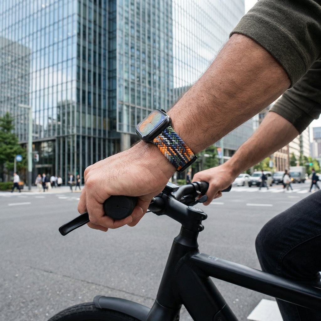 Correa de Apple Watch de nailon trenzado elástico, cierre magnético, modelo Cypher