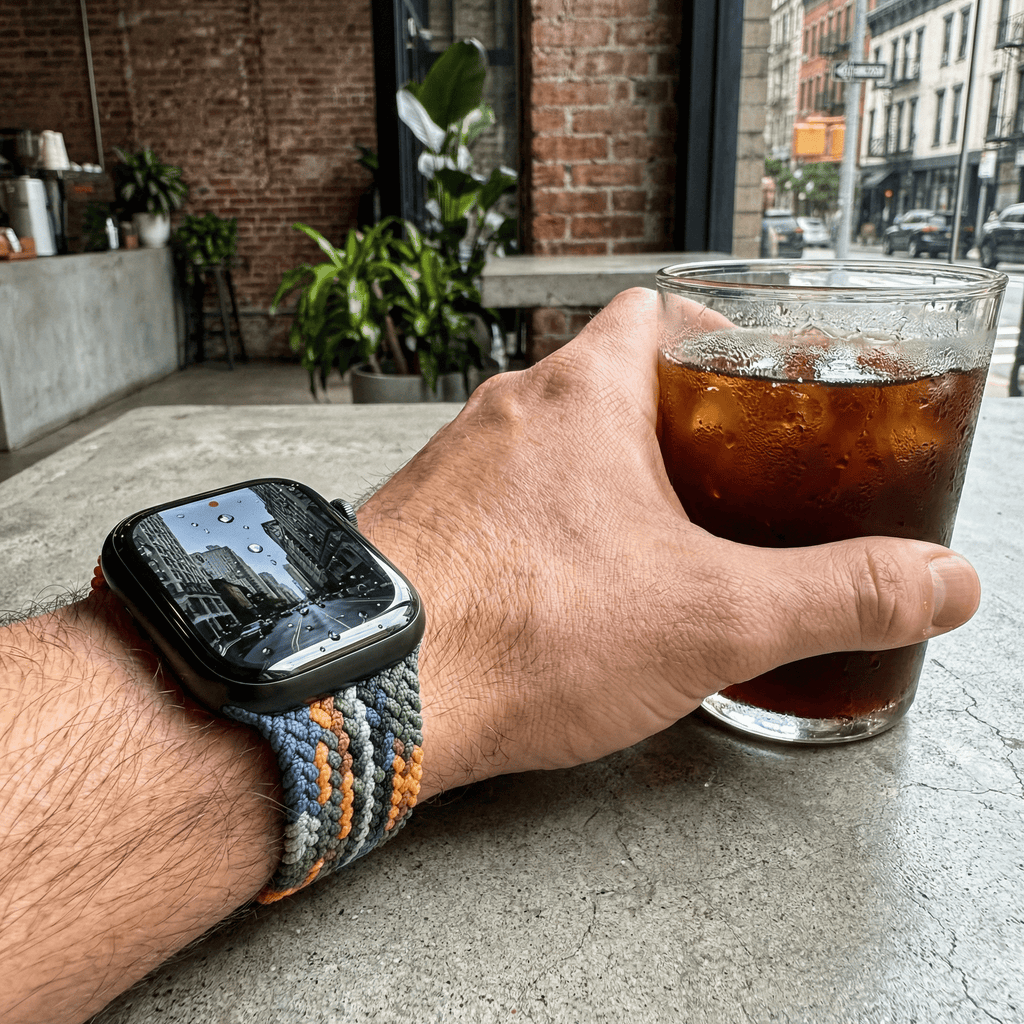 Correa de Apple Watch de nailon trenzado elástico, cierre magnético, modelo Cypher