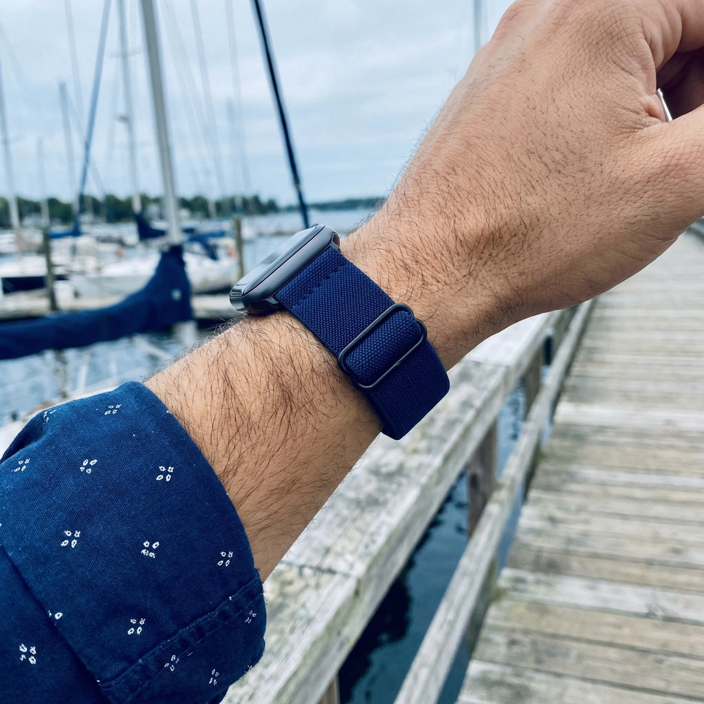 Correa de Apple Watch de nailon trenzado elástico, hebilla deslizante, modelo Zyra