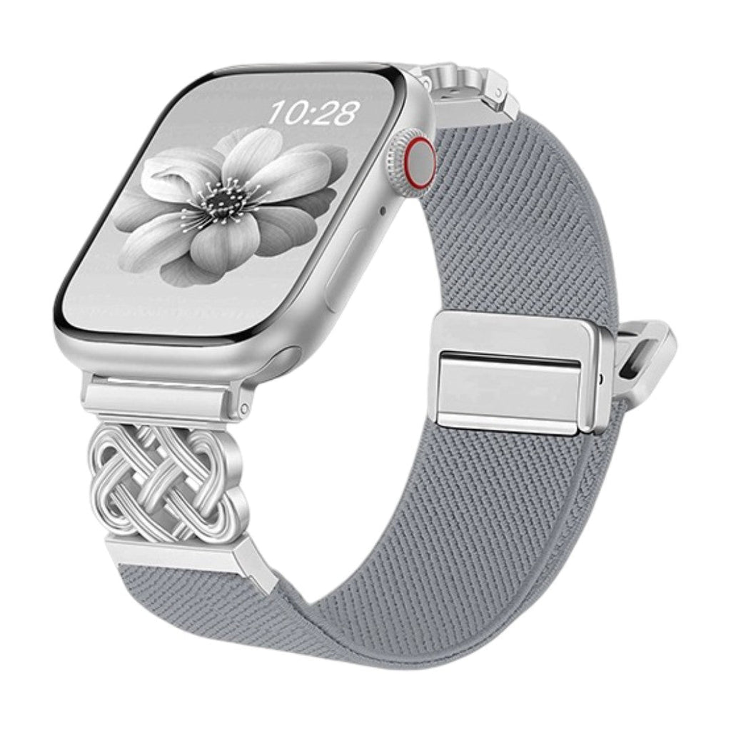 Correa Apple Watch de nailon tejido, motivo de nudo celta infinito, hebilla magnética, estilo elegante, modelo Louison