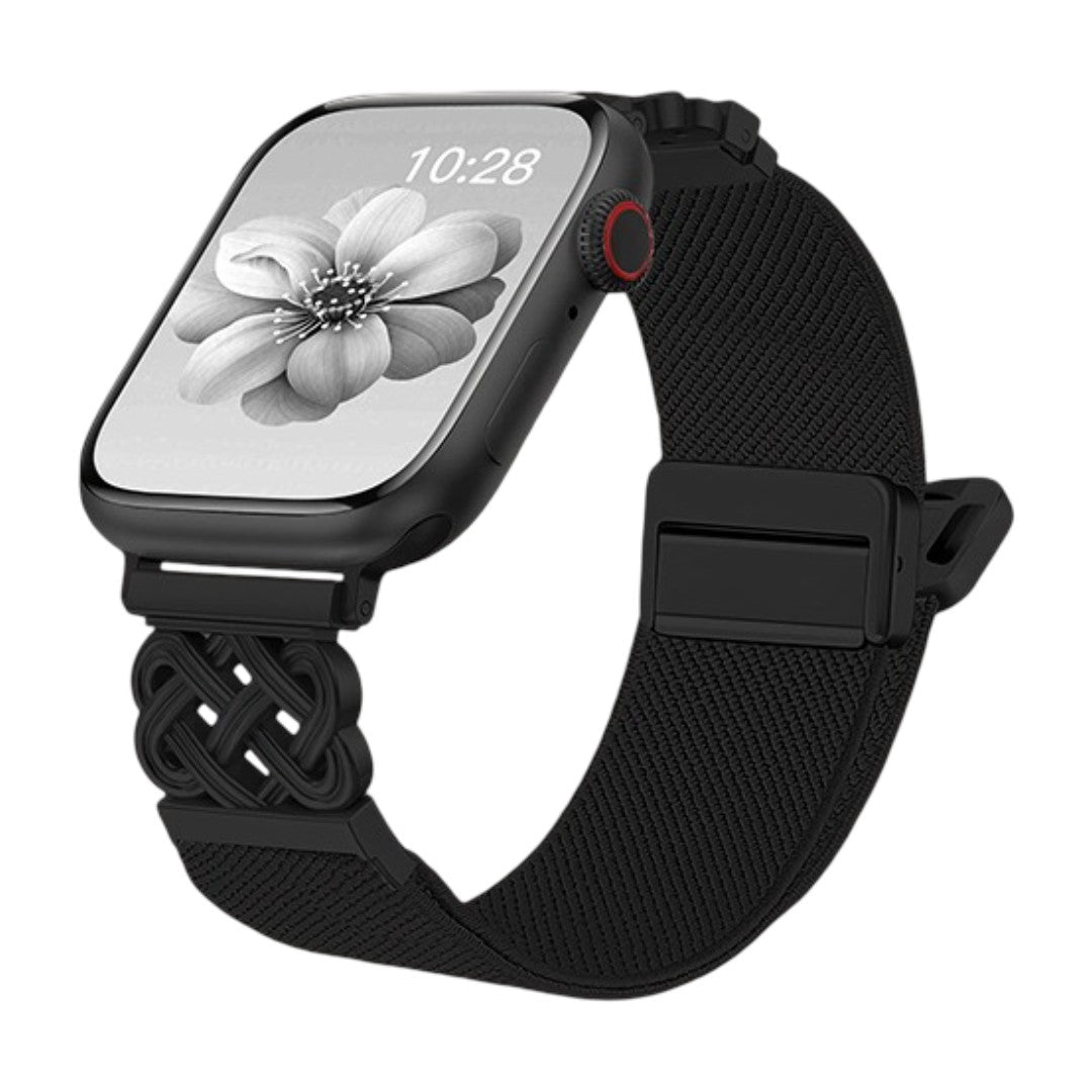 Correa Apple Watch de nailon tejido, motivo de nudo celta infinito, hebilla magnética, estilo elegante, modelo Louison