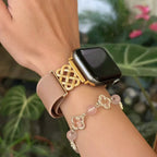 Correa Apple Watch de nailon tejido, motivo de nudo celta infinito, hebilla magnética, estilo elegante, modelo Louison