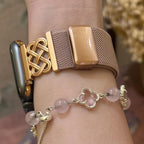 Correa Apple Watch de nailon tejido, motivo de nudo celta infinito, hebilla magnética, estilo elegante, modelo Louison