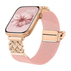 Correa Apple Watch de nailon tejido, motivo de nudo celta infinito, hebilla magnética, estilo elegante, modelo Louison