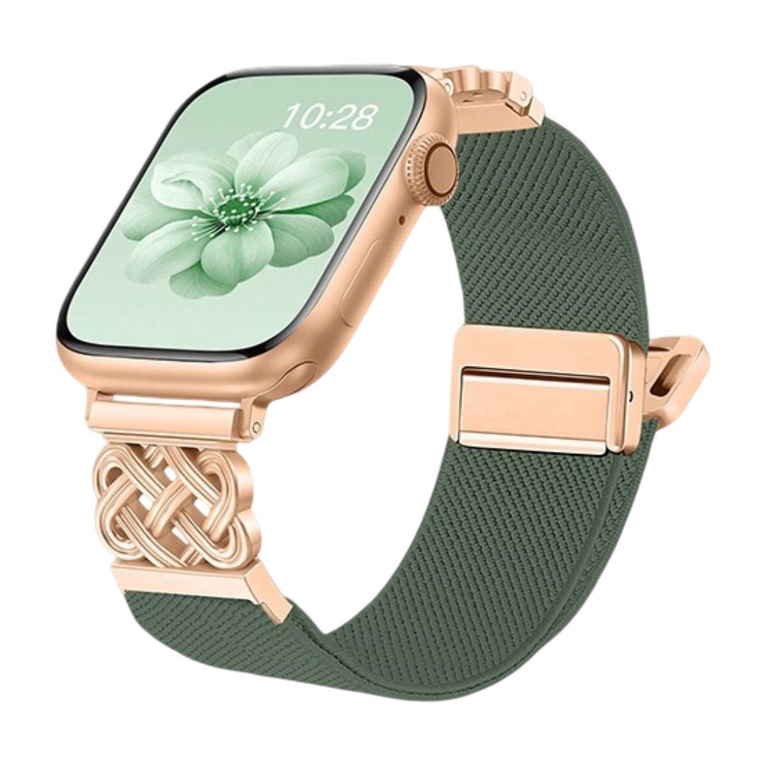 Correa Apple Watch de nailon tejido, motivo de nudo celta infinito, hebilla magnética, estilo elegante, modelo Louison