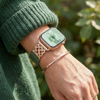 Correa Apple Watch de nailon tejido, motivo de nudo celta infinito, hebilla magnética, estilo elegante, modelo Louison