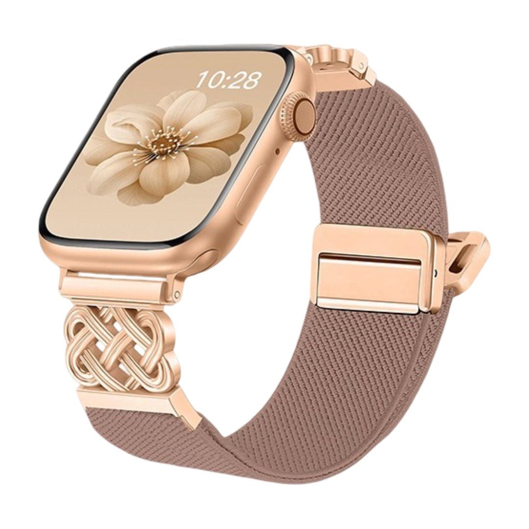 Correa Apple Watch de nailon tejido, motivo de nudo celta infinito, hebilla magnética, estilo elegante, modelo Louison
