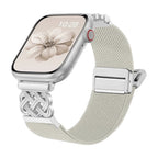 Correa Apple Watch de nailon tejido, motivo de nudo celta infinito, hebilla magnética, estilo elegante, modelo Louison