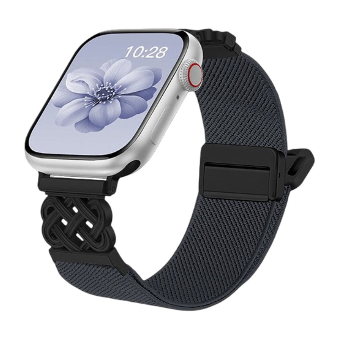 Correa Apple Watch de nailon tejido, motivo de nudo celta infinito, hebilla magnética, estilo elegante, modelo Louison