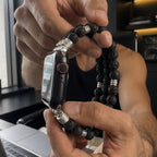 Correa Apple Watch de perlas naturales, piedra volcánica o turquesa, elástica ajustable, estilo bohemio chic, modelo Josin