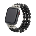 Correa Apple Watch de perlas naturales, piedra volcánica o turquesa, elástica ajustable, estilo bohemio chic, modelo Josin