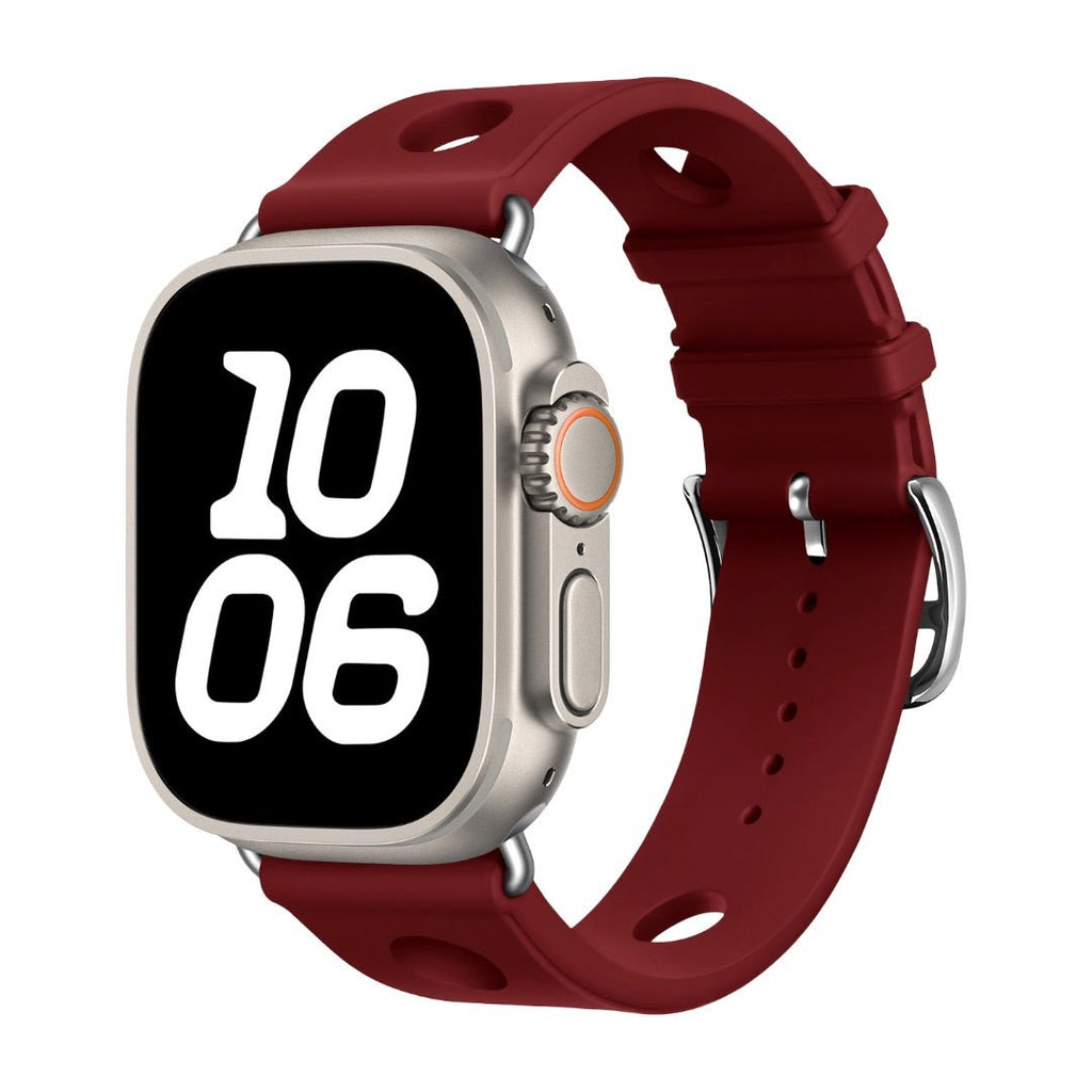 Correa de silicona perforada para Apple Watch, diseño transpirable, cierre de acero inoxidable, estilo dinámico, modelo Harténie