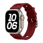 Correa de silicona perforada para Apple Watch, diseño transpirable, cierre de acero inoxidable, estilo dinámico, modelo Harténie