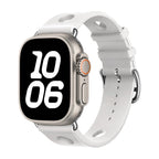 Correa de silicona perforada para Apple Watch, diseño transpirable, cierre de acero inoxidable, estilo dinámico, modelo Harténie