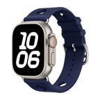 Correa de silicona perforada para Apple Watch, diseño transpirable, cierre de acero inoxidable, estilo dinámico, modelo Harténie