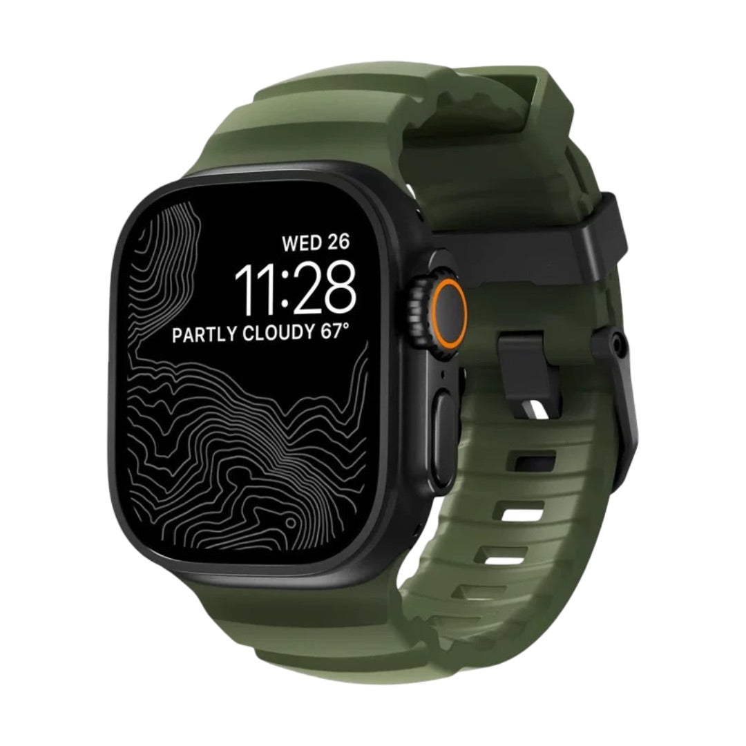 Correa de silicona reforzada para Apple Watch, hebilla resistente, look moderno para Apple Watch 44-49mm, modelo Sadius