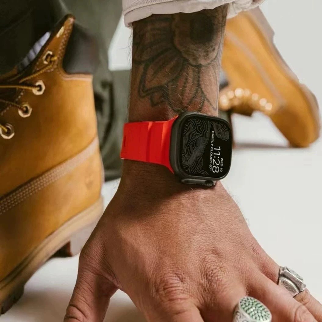 Correa de silicona reforzada para Apple Watch, hebilla resistente, look moderno para Apple Watch 44-49mm, modelo Sadius