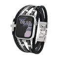 Correa Apple Watch de piel vegana trenzada, multivuelta con cruz metálica, look atrevido y moderno, modelo Daxo