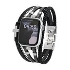 Correa Apple Watch de piel vegana trenzada, multivuelta con cruz metálica, look atrevido y moderno, modelo Daxo