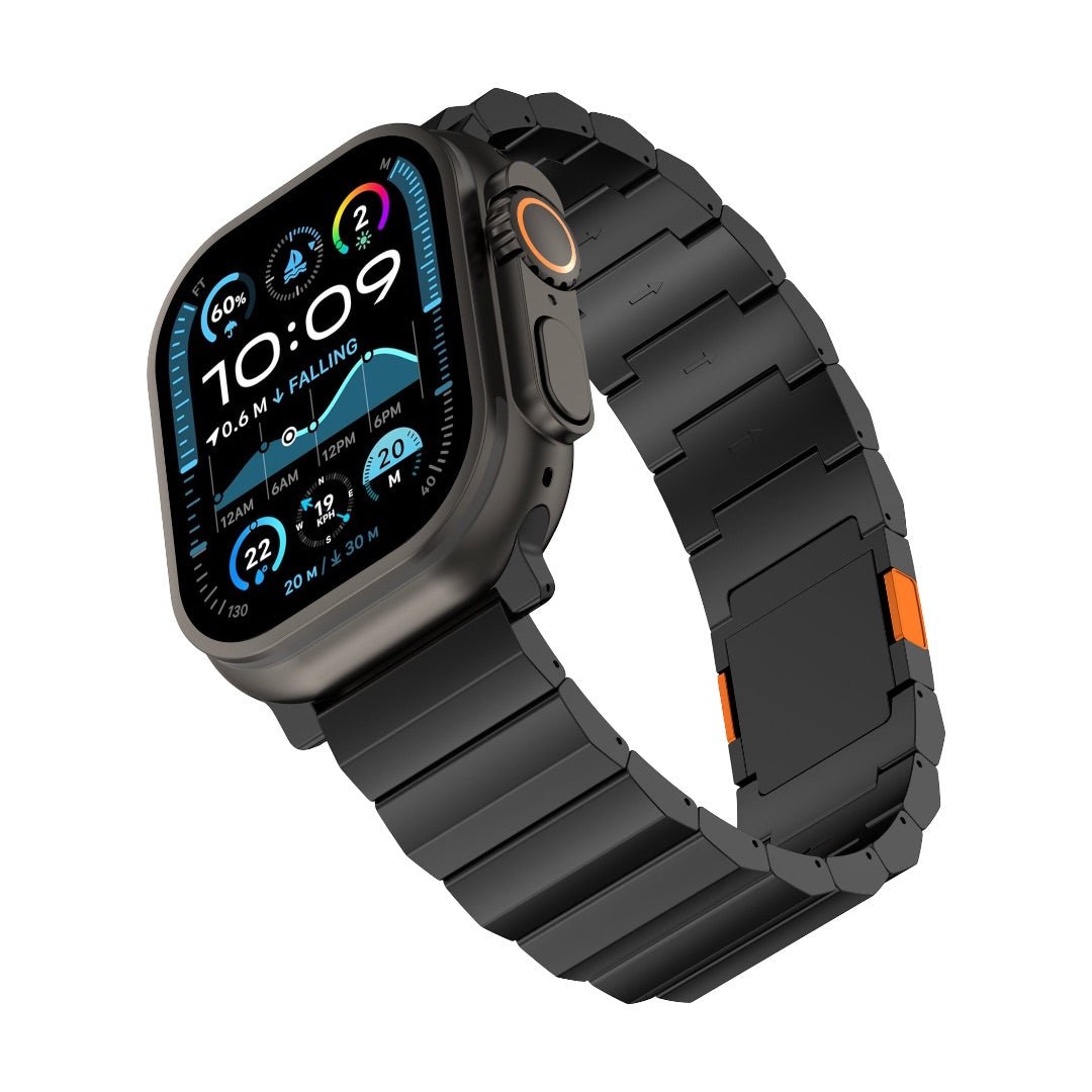 Correa de titanio para Apple Watch, eslabones planos, cierre magnético, modelo Criko
