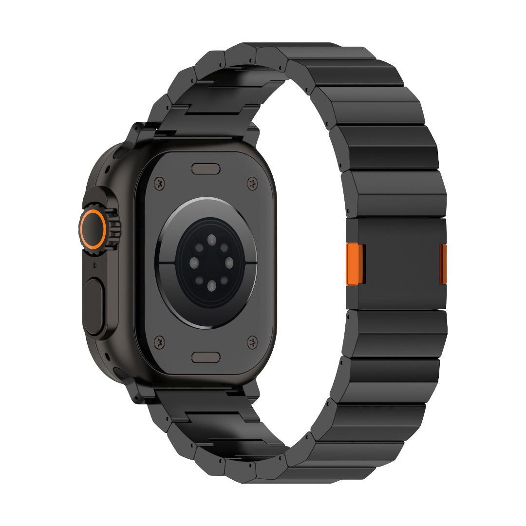 Correa de titanio para Apple Watch, eslabones planos, cierre magnético, modelo Criko