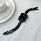 Correa Apple Watch de acero inoxidable, malla bizantina trenzada, cierre a presión, modelo Coranie