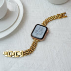 Correa Apple Watch de acero inoxidable, malla bizantina trenzada, cierre a presión, modelo Coranie