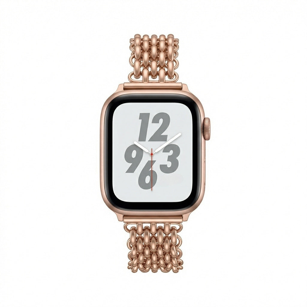 Correa Apple Watch de acero inoxidable, malla bizantina trenzada, cierre a presión, modelo Coranie