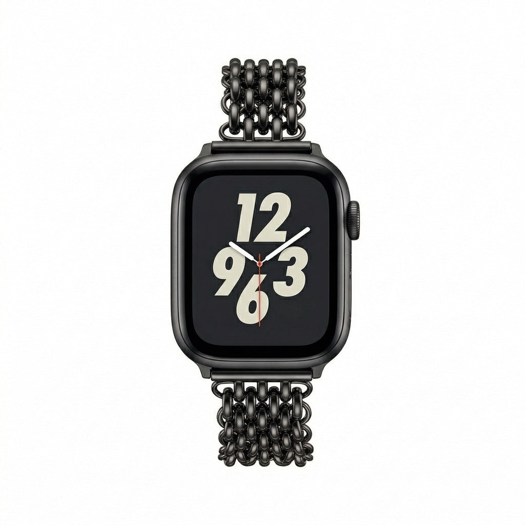Correa Apple Watch de acero inoxidable, malla bizantina trenzada, cierre a presión, modelo Coranie