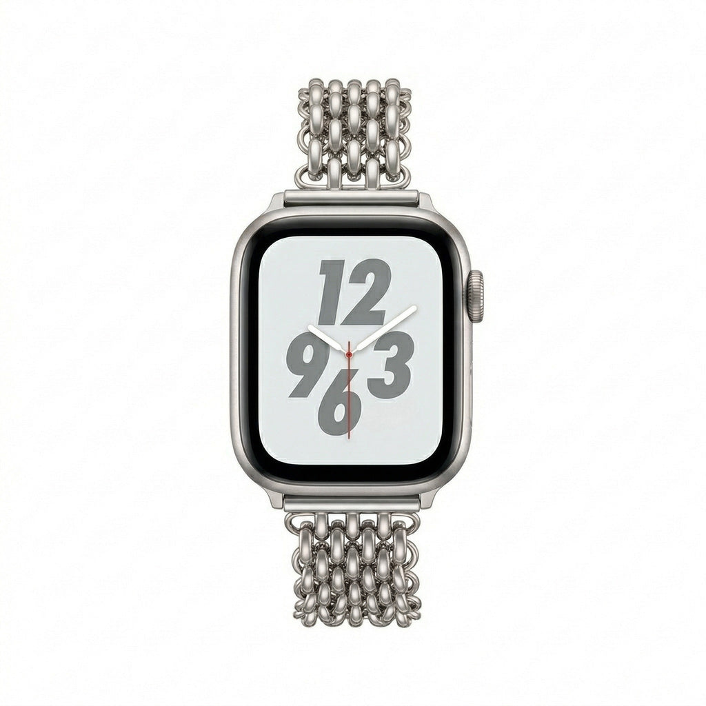 Correa Apple Watch de acero inoxidable, malla bizantina trenzada, cierre a presión, modelo Coranie