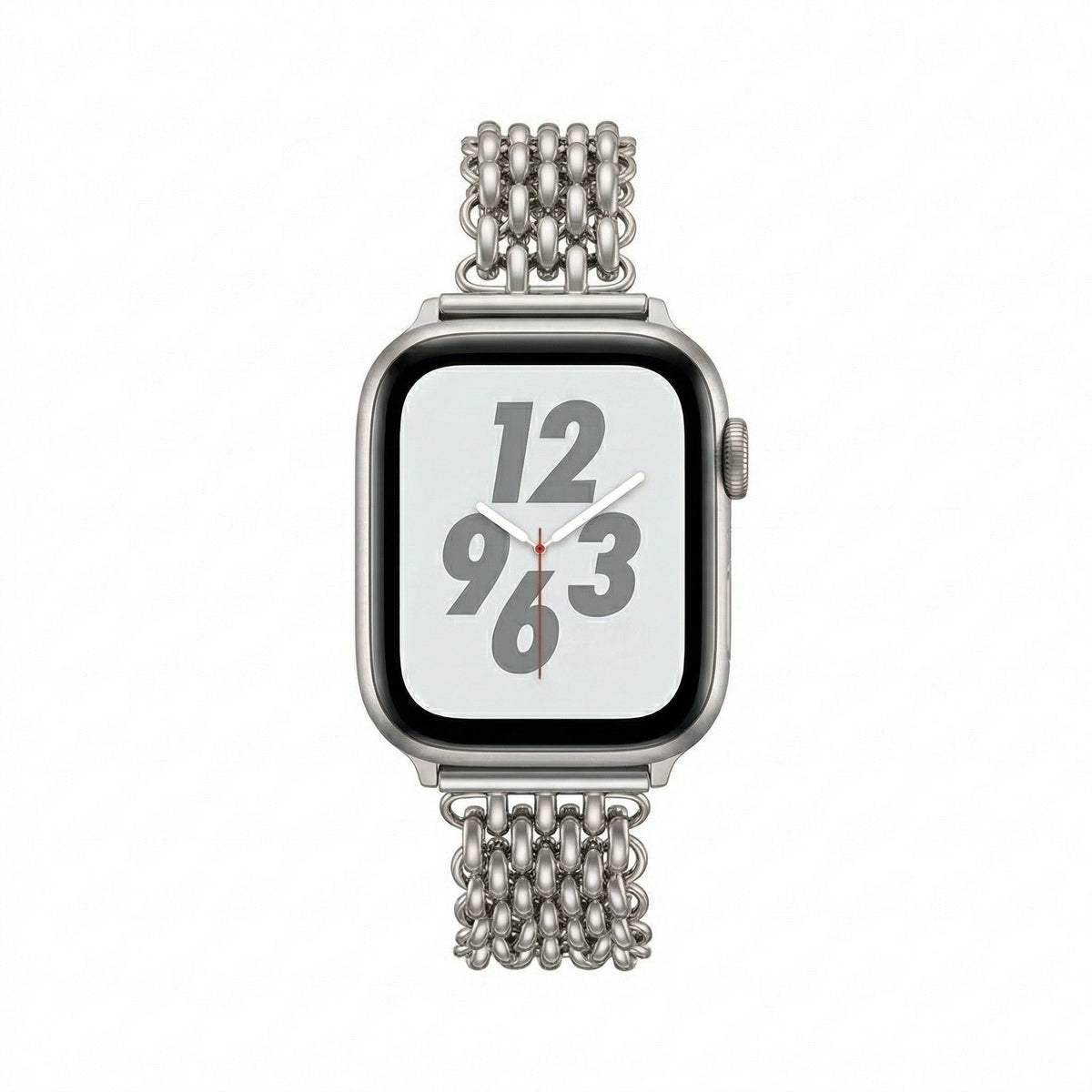 Correa Apple Watch de acero inoxidable, malla bizantina trenzada, cierre a presión, modelo Coranie