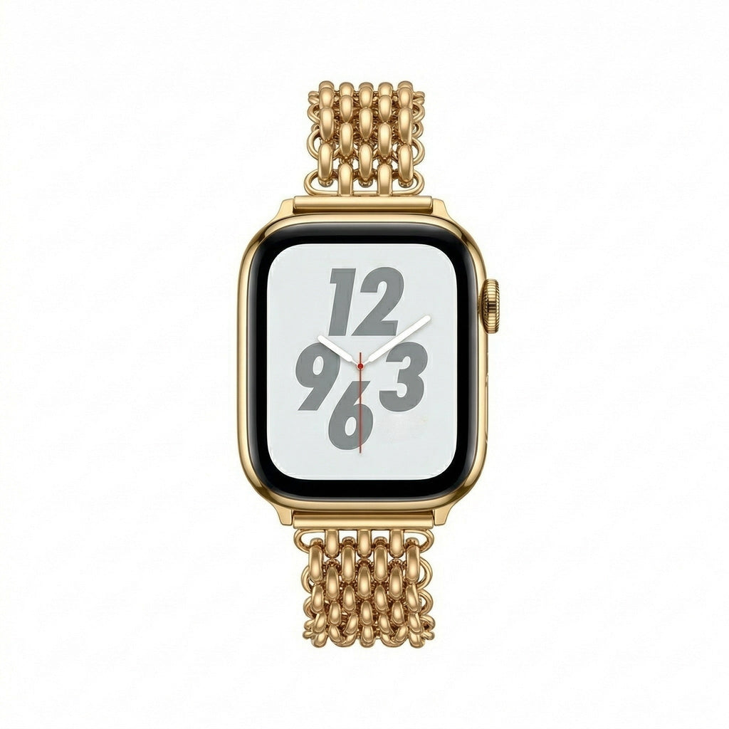 Correa Apple Watch de acero inoxidable, malla bizantina trenzada, cierre a presión, modelo Coranie